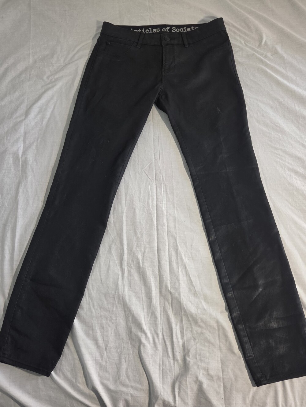 Authentic Articles of Society "Mya Moto" Coated Black Skinny Jeans